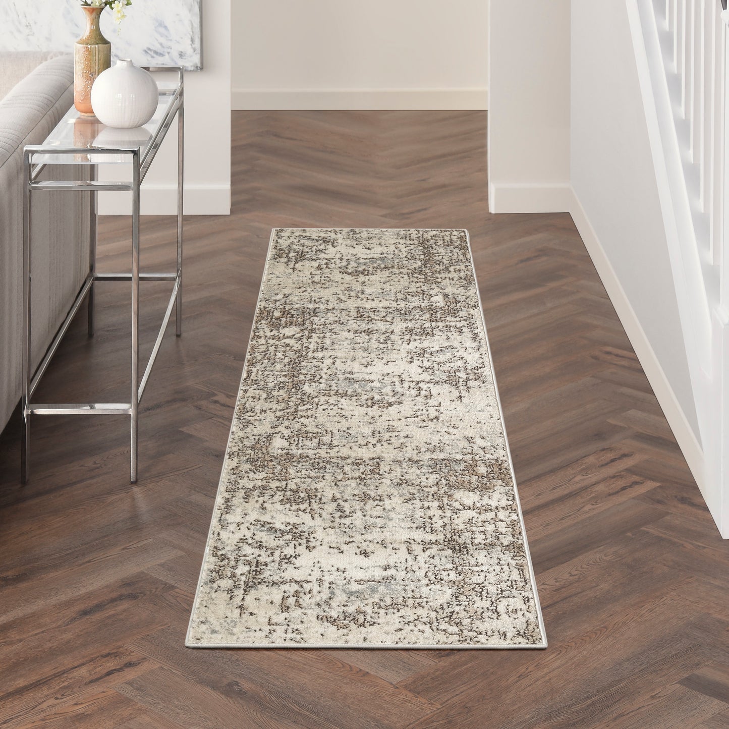 Nourison Quarry 2'2" x 10' Ivory Beige Modern Indoor Rug