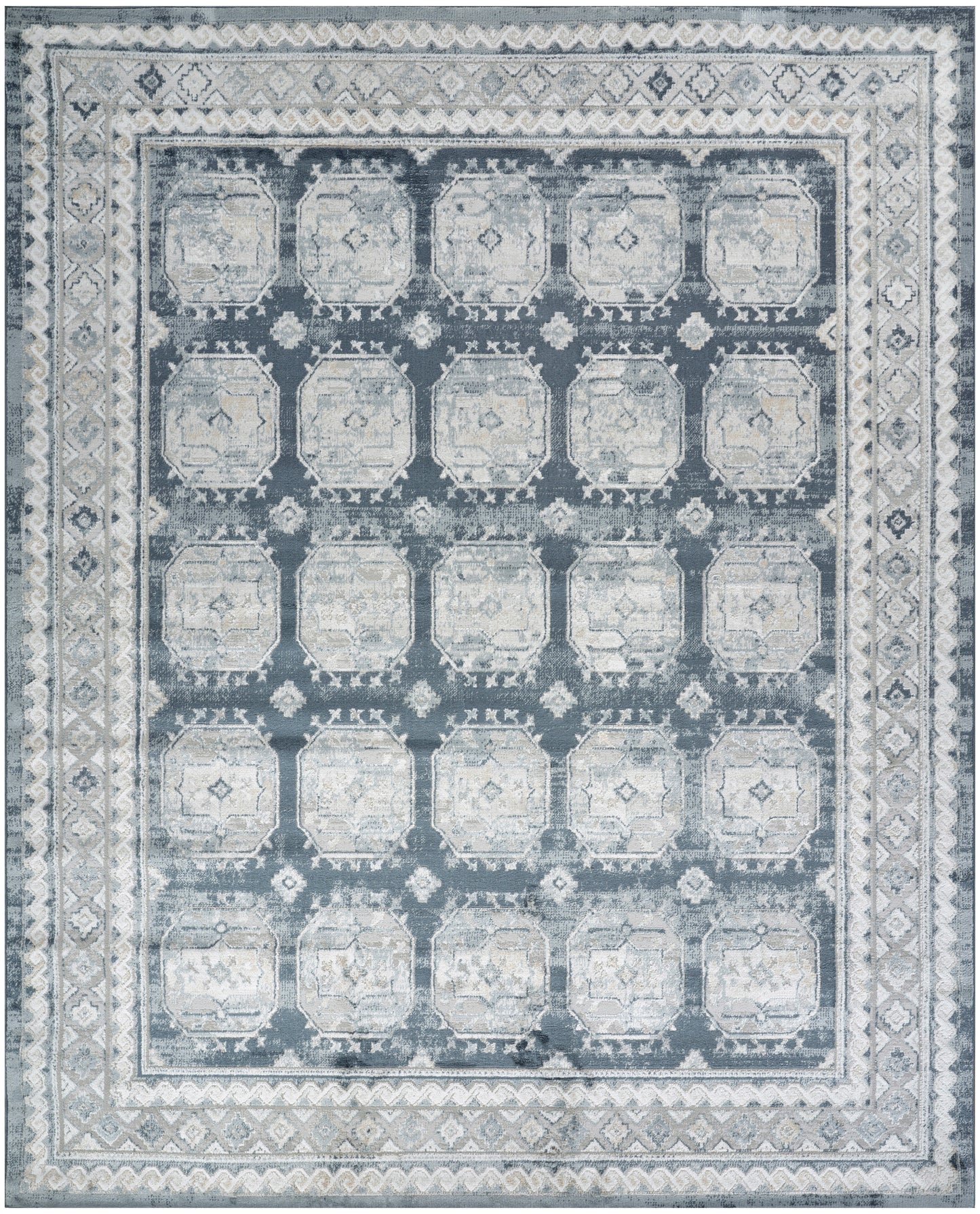 Nourison Dekor 7'10" x 9'10" Grey Navy Vintage Indoor Rug