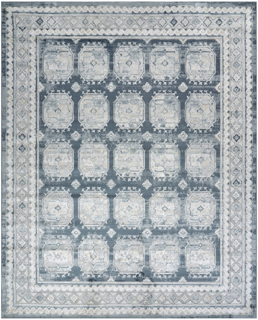 Nourison Dekor 7'10" x 9'10" Grey Navy Vintage Indoor Rug