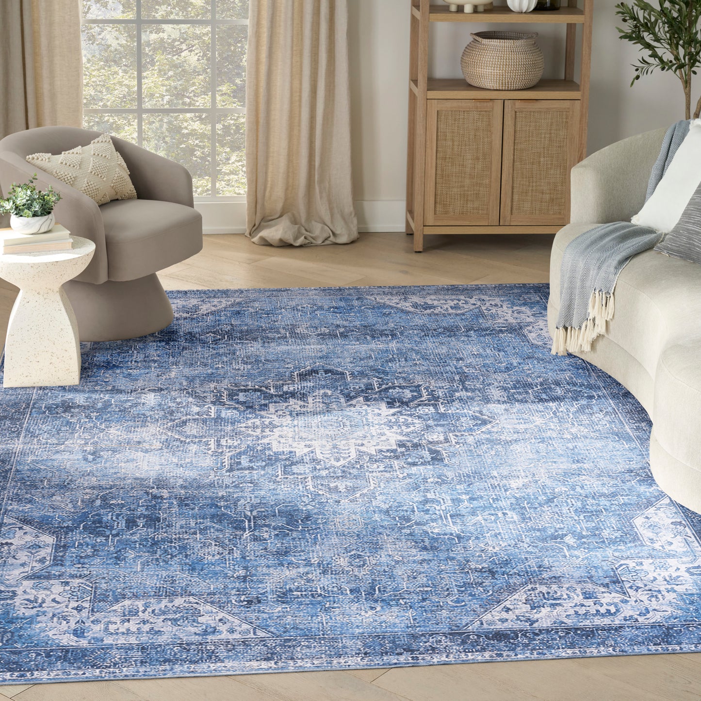 Nourison Nourison Washables 9'2" x 12' Blue Vintage Indoor Rug