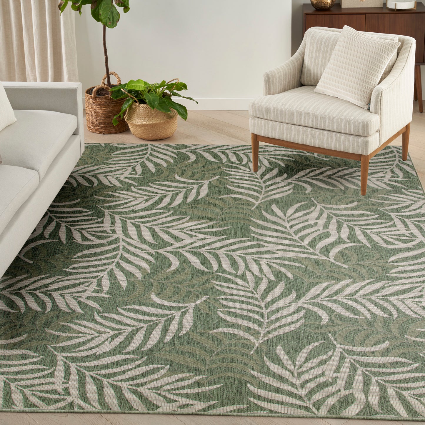 Nourison Garden Oasis 10' x 14' Green Ivory Tropical Rug