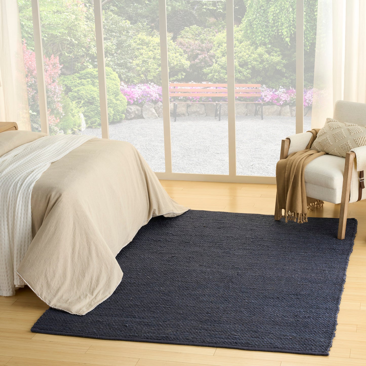 Nourison Natural Jute 10' x 14' Navy Farmhouse Indoor Rug