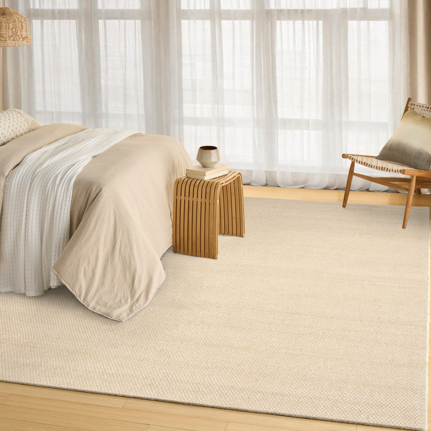DKNY Pure Rows 8'6" x 11'6" Ivory Beige Farmhouse Indoor Rug