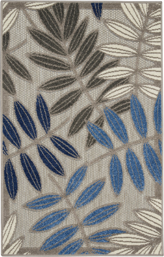 Nourison Aloha 2' x 3' Grey Blue Tropical Rug
