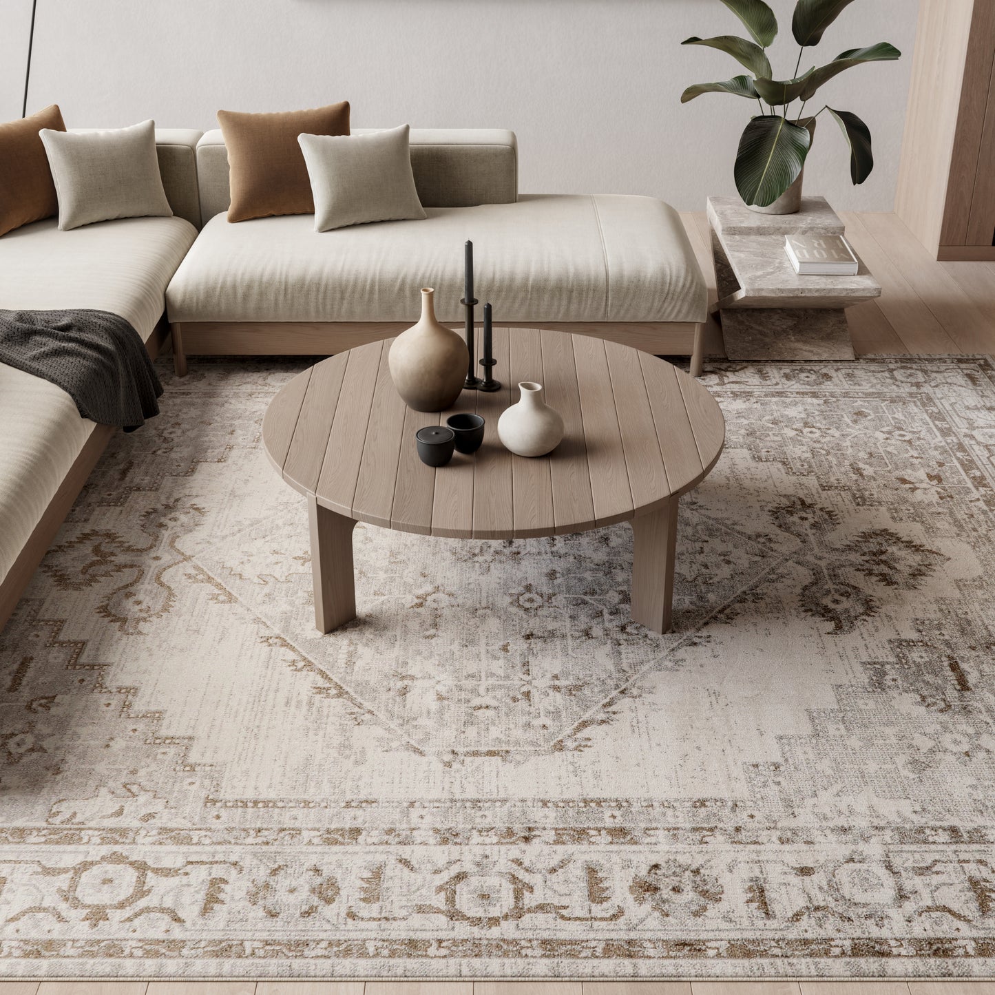 Nourison Astra Machine Washable 7'10" x 10' Grey Vintage Indoor Rug