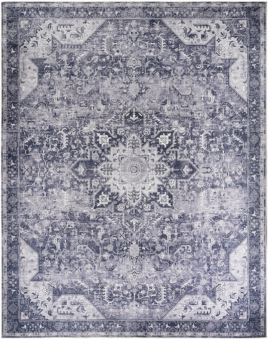 Nourison Nourison Washables 9'2" x 12' Charcoal Grey Vintage Indoor Rug