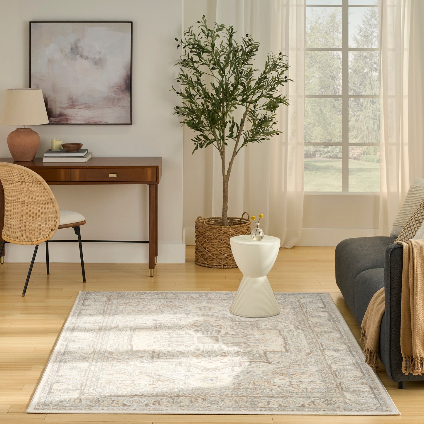 Nourison Quarry 5'3" x 7'3" Beige Vintage Indoor Rug