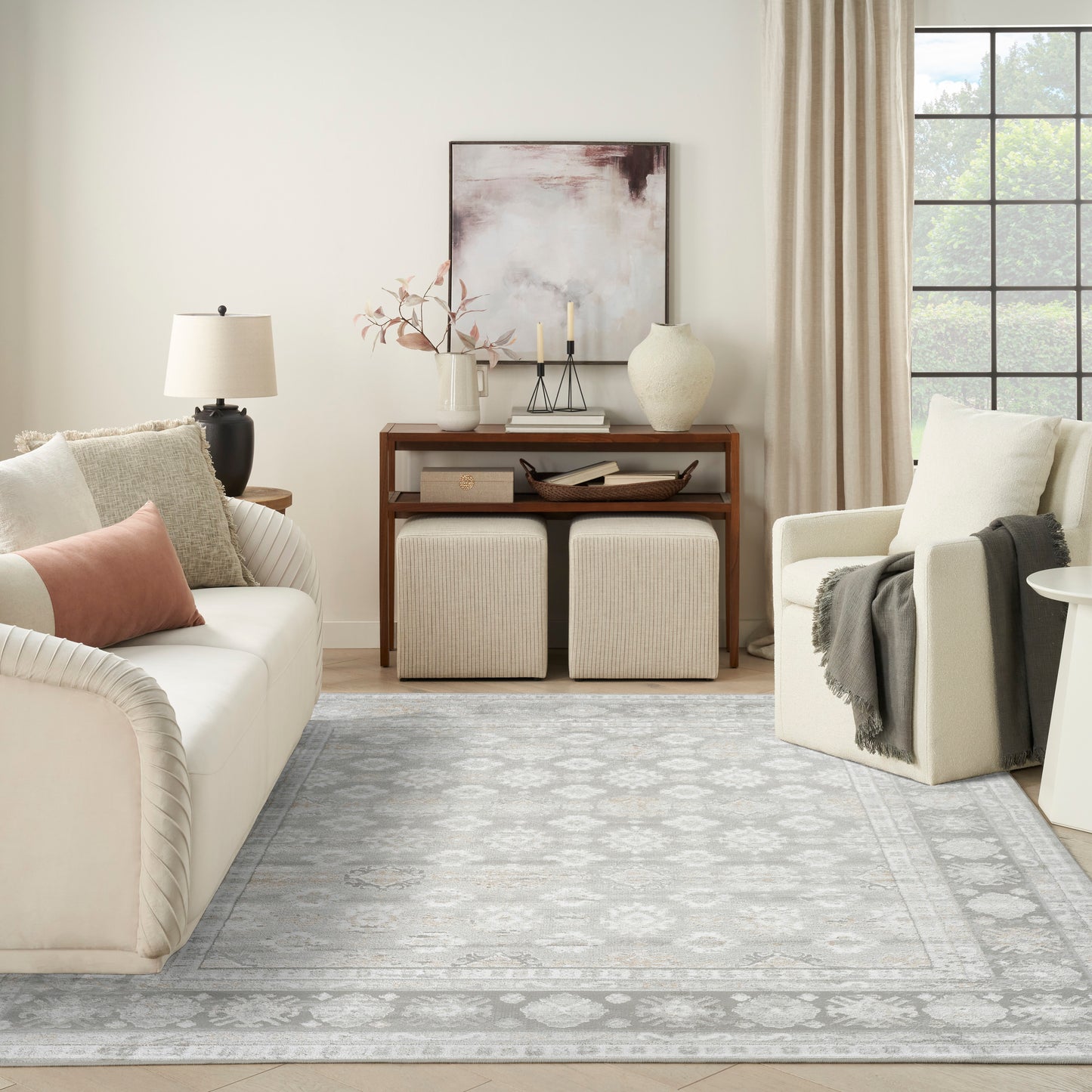 Nourison Dekor 7'10" x 9'10" Grey Vintage Indoor Rug