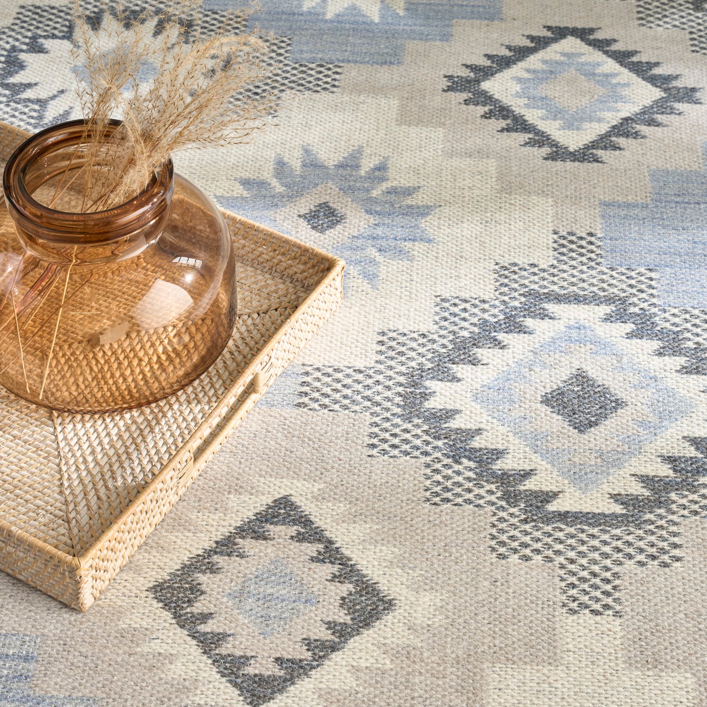 Nourison Copenhagen 5' x 7' Ivory Blue Modern Indoor Rug