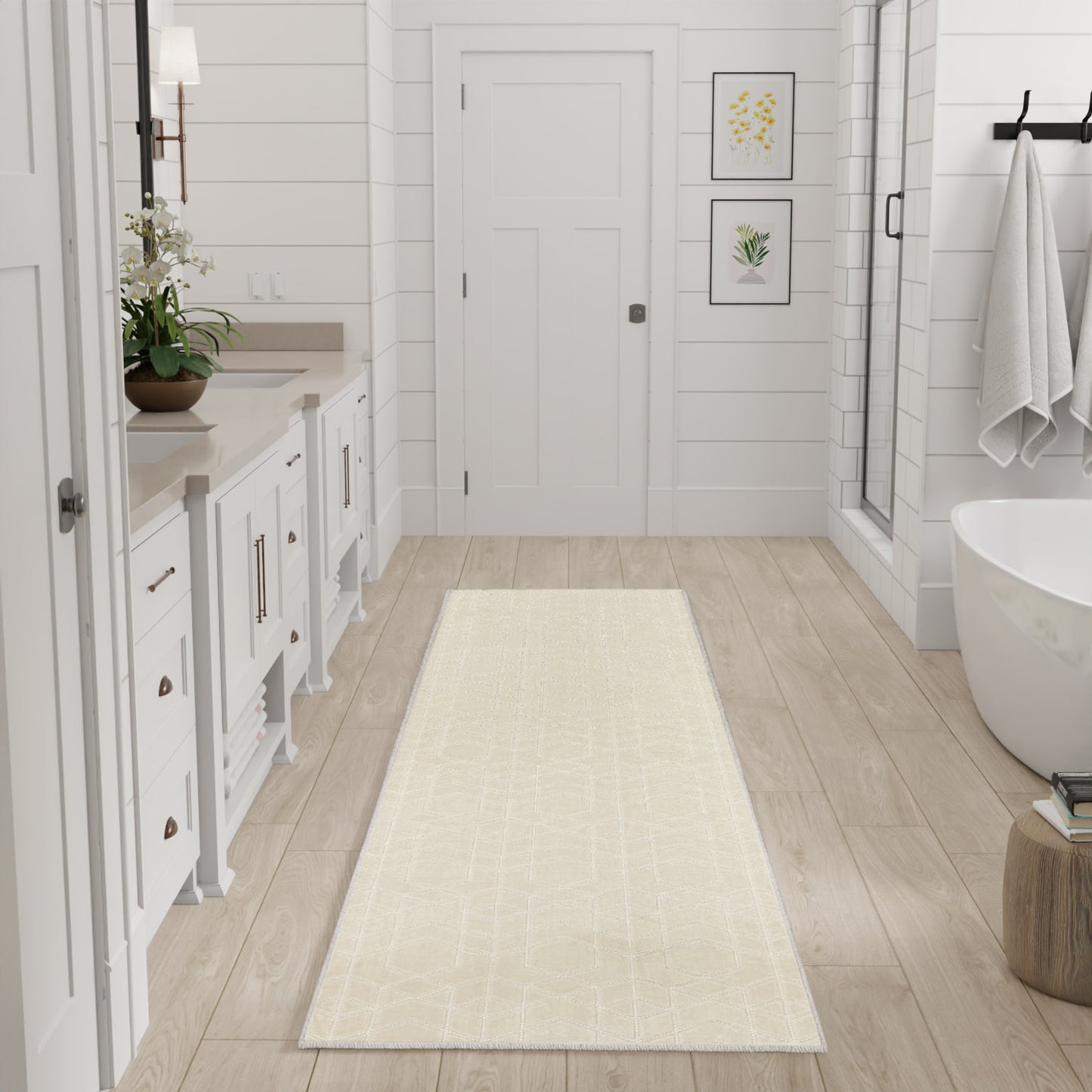 Nourison Washable Charm 2'2" x 10' Ivory Modern Indoor Rug