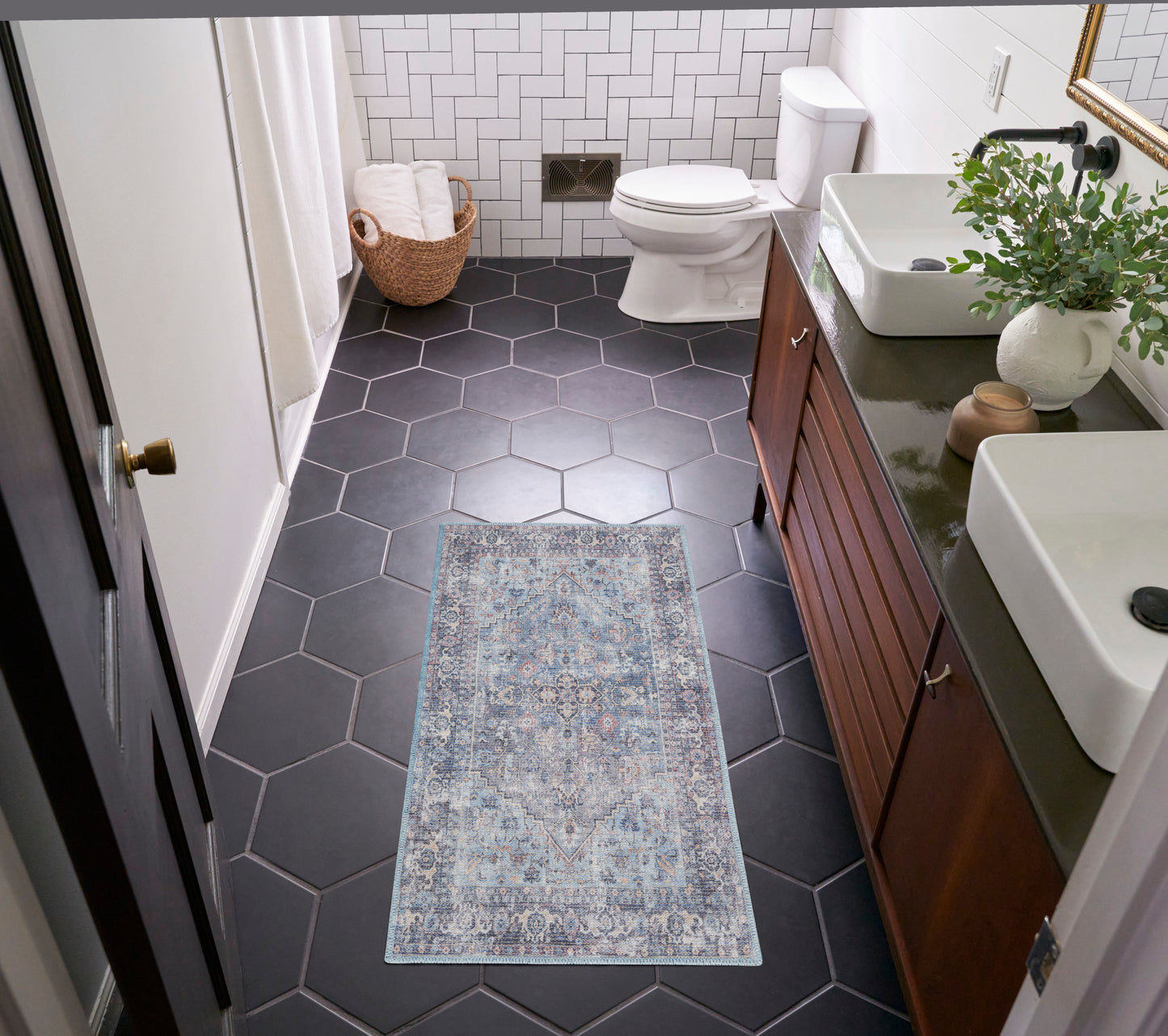 Nourison New Concept Washables 2' x 3'9" Light Grey Blue Vintage Indoor Rug