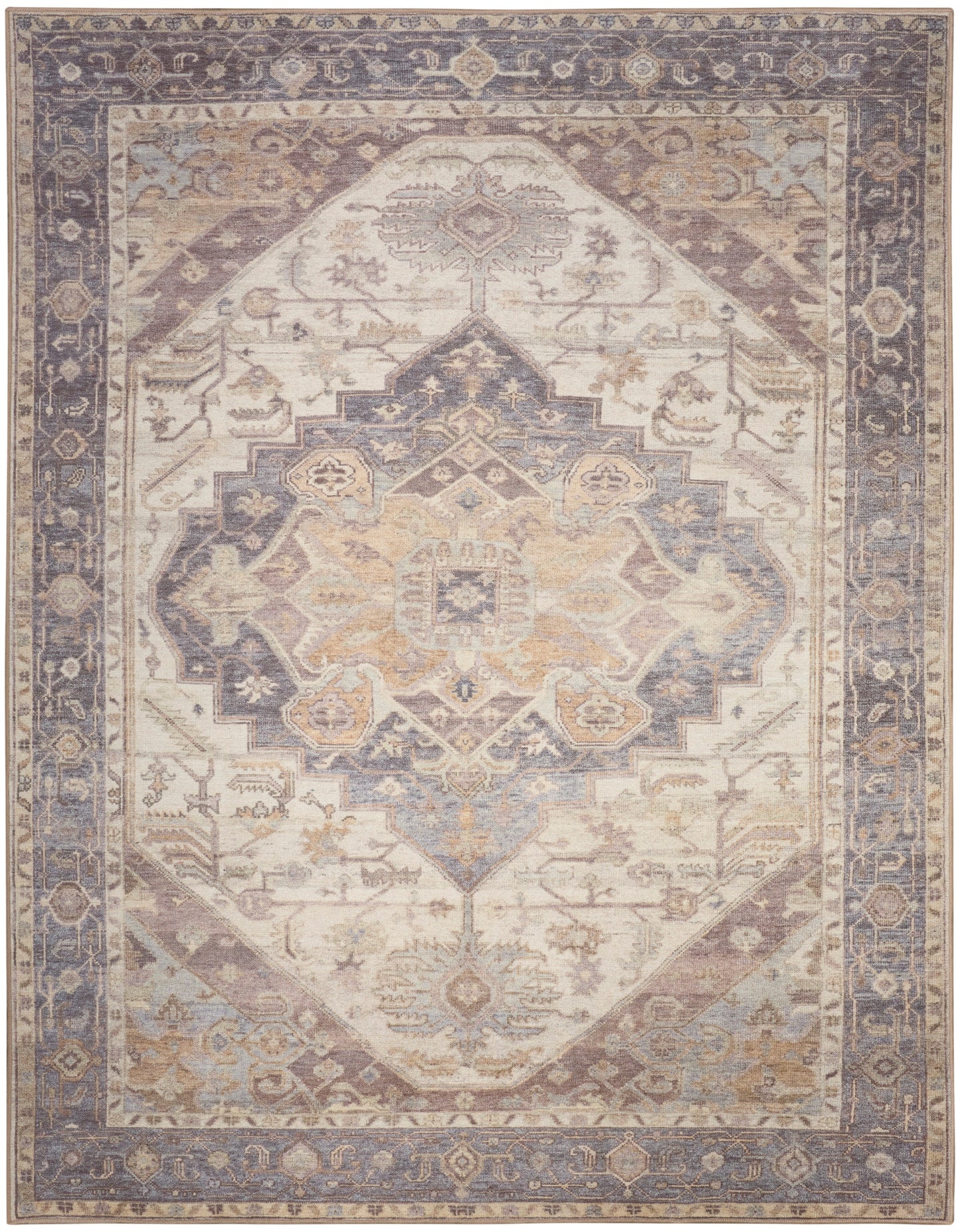 Nourison Vintage Washables 9' x 12' Ivory Purple Vintage Indoor Rug