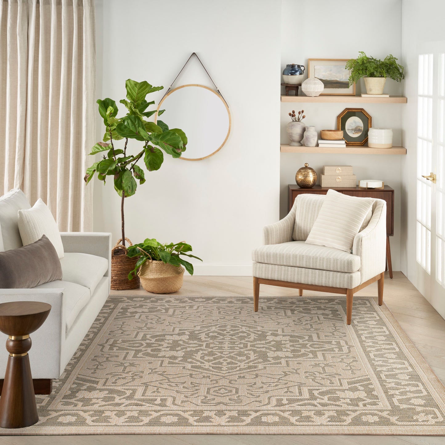 Nourison Tulum 9' x 12' Taupe Olive Outdoor Rug