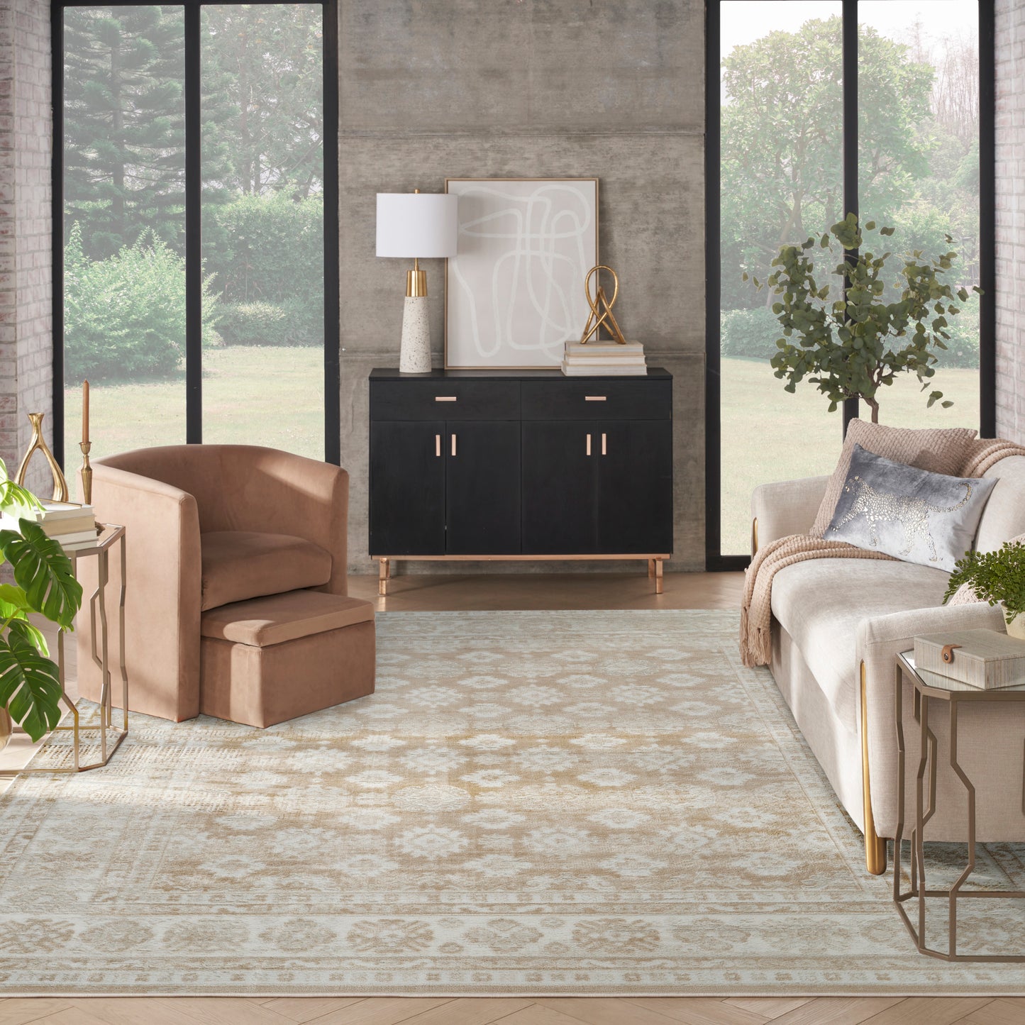 Nourison Dekor 7'10" x 9'10" Cream Beige Vintage Indoor Rug