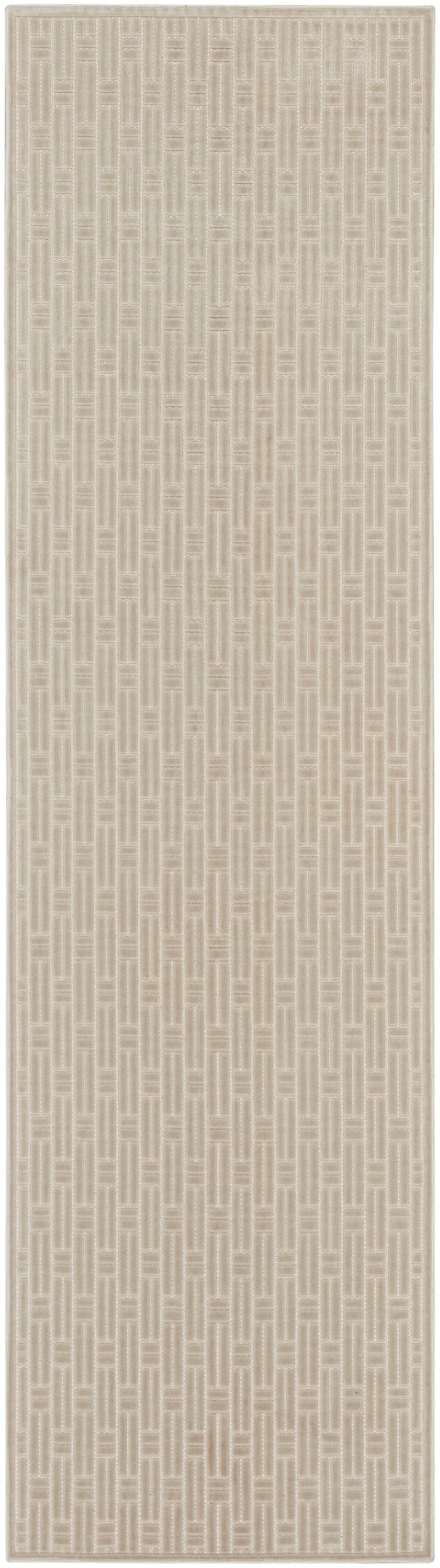 Nourison Washable Charm 2' x 6' Silver Ivory Modern Indoor Rug