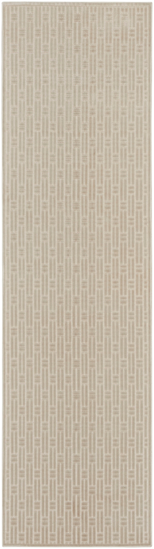 Nourison Washable Charm 2' x 6' Silver Ivory Modern Indoor Rug