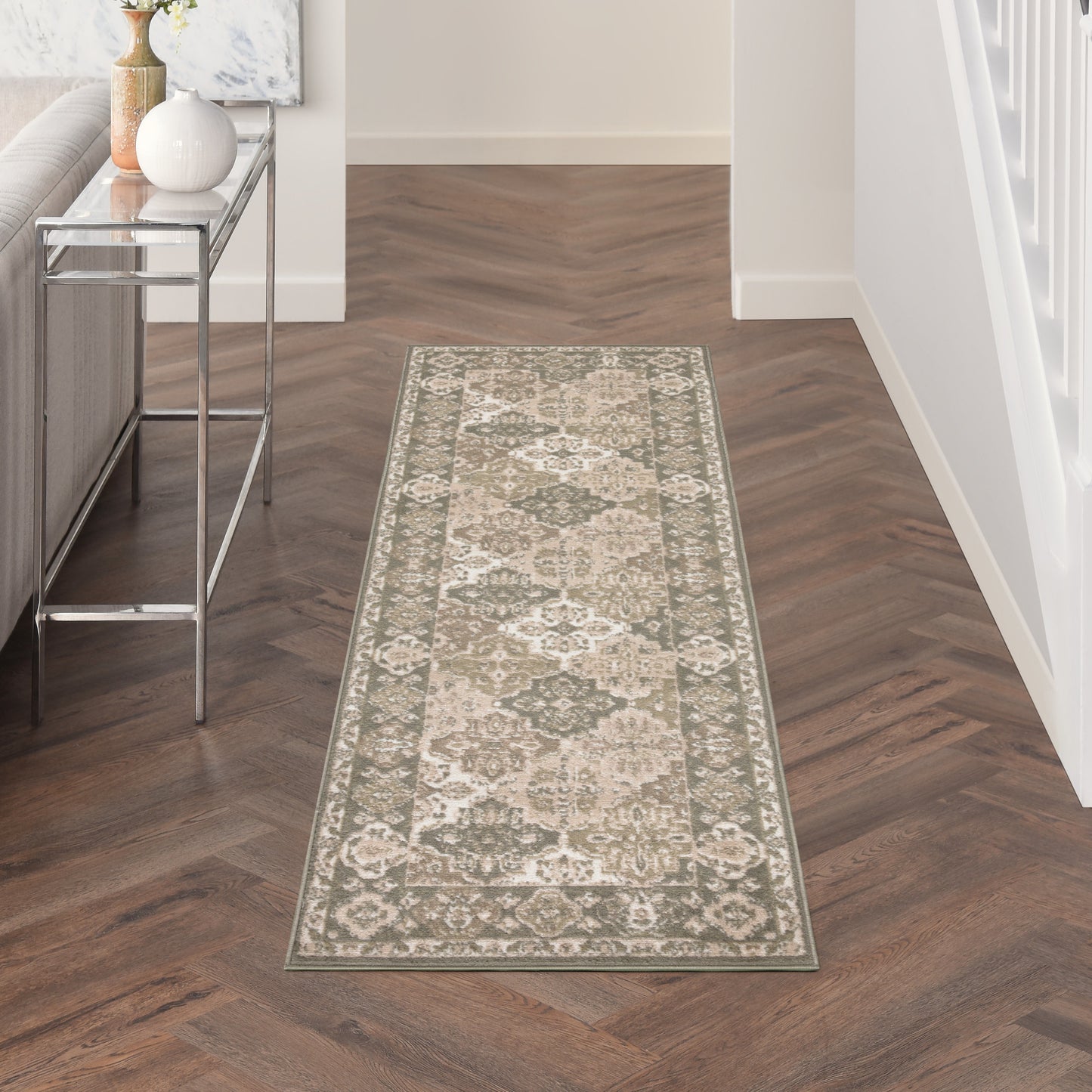 Nourison Grafix 2' x 6' Green Vintage Indoor Rug
