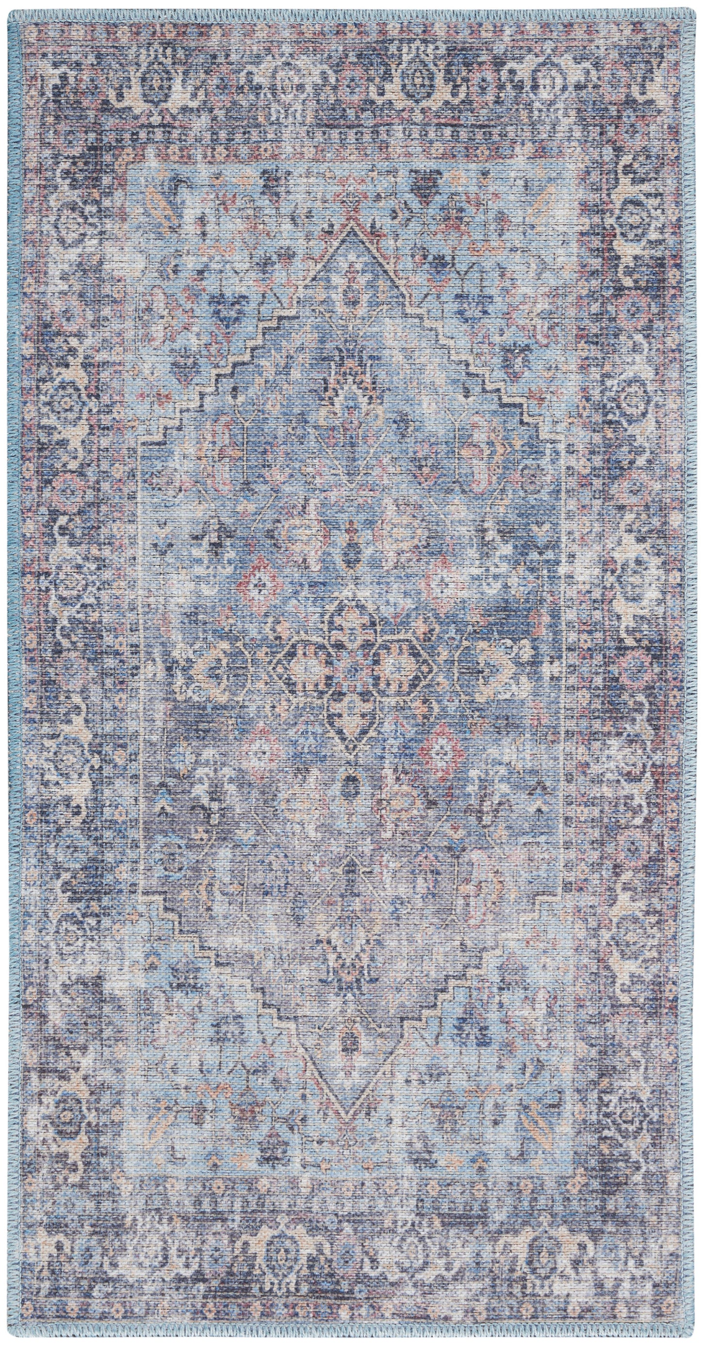 Nourison New Concept Washables 2' x 3'9" Light Grey Blue Vintage Indoor Rug