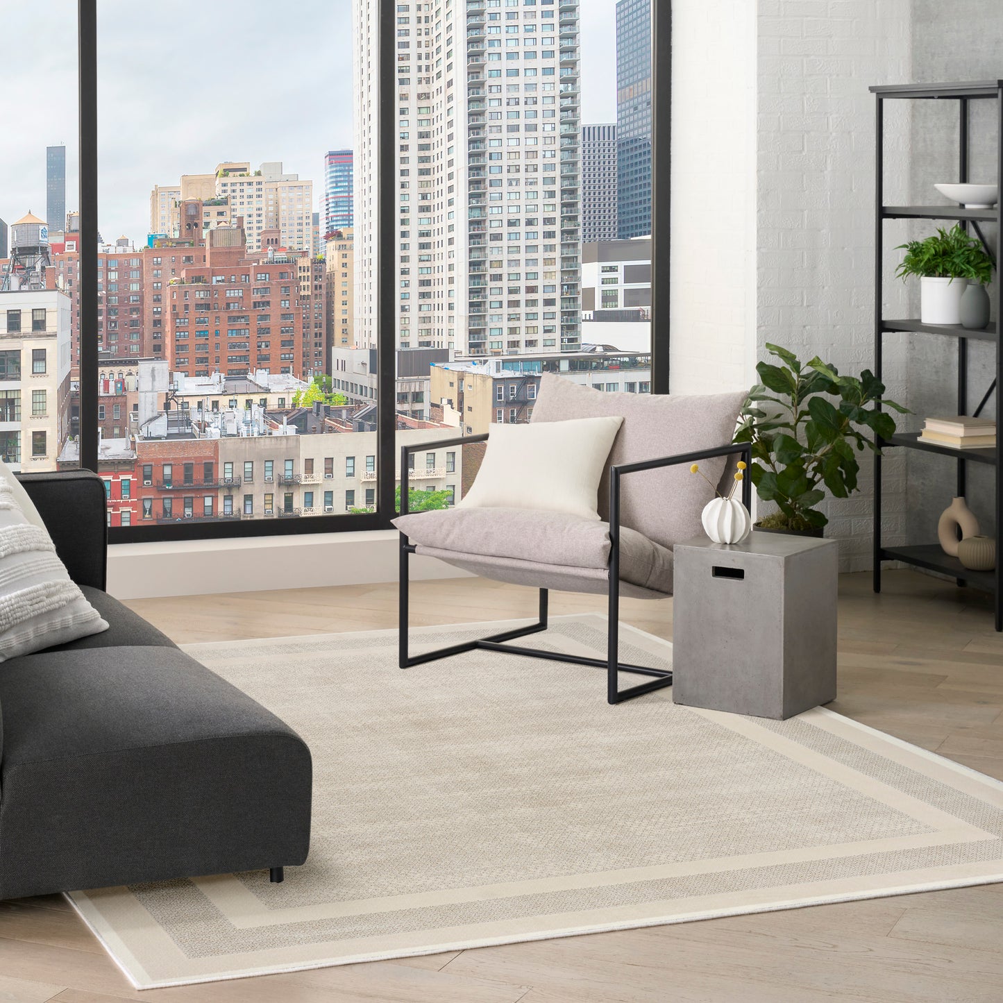 DKNY Grand Street 9' x 12' Ivory Taupe Modern Indoor Rug