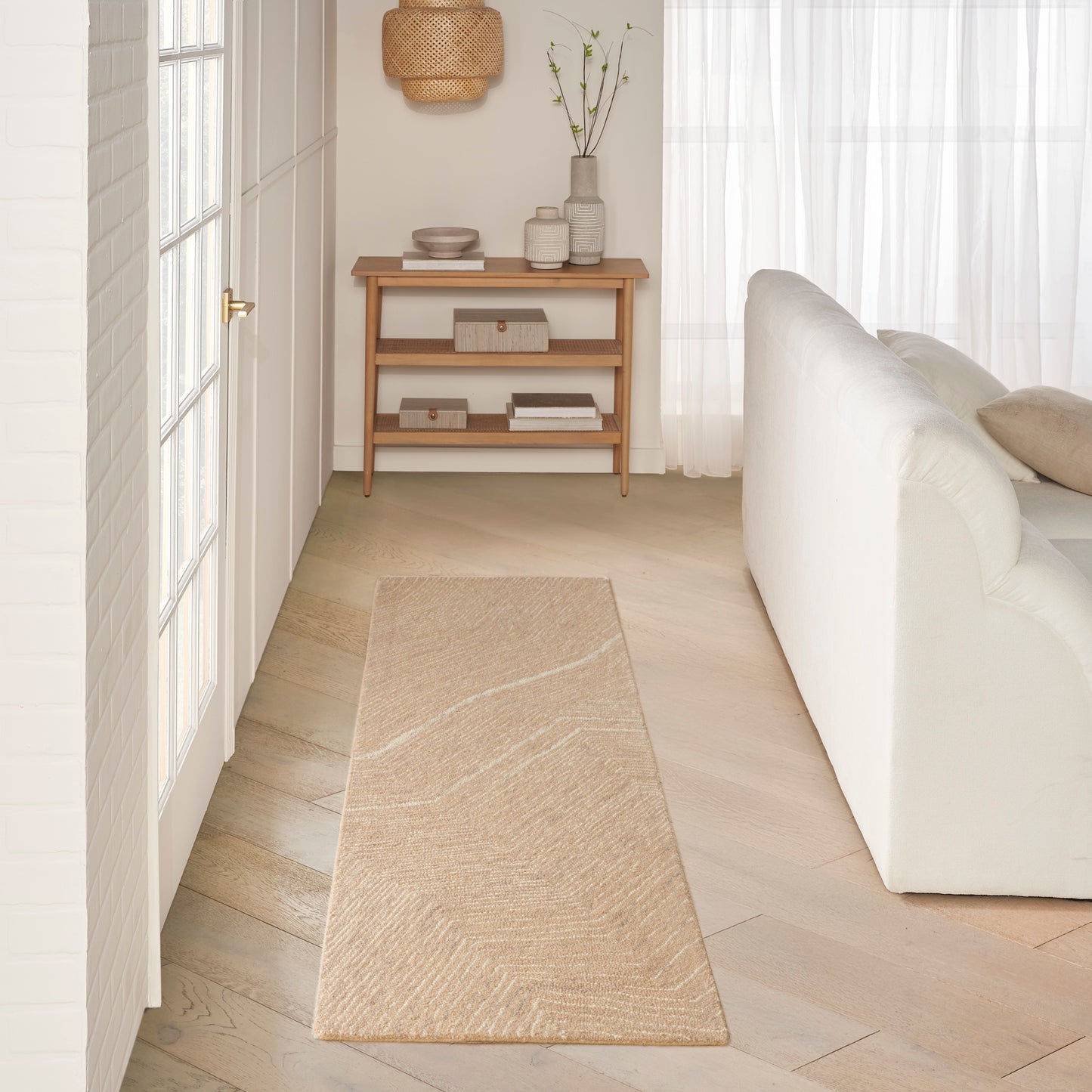 DKNY Pure Angles 2'3" x 7'6" Camel Modern Indoor Rug