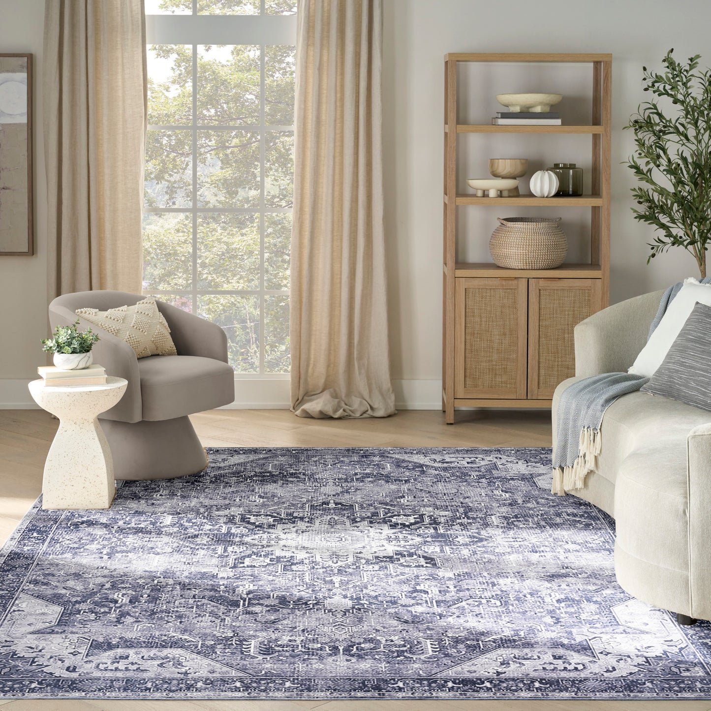 Nourison Nourison Washables 9'2" x 12' Charcoal Grey Vintage Indoor Rug
