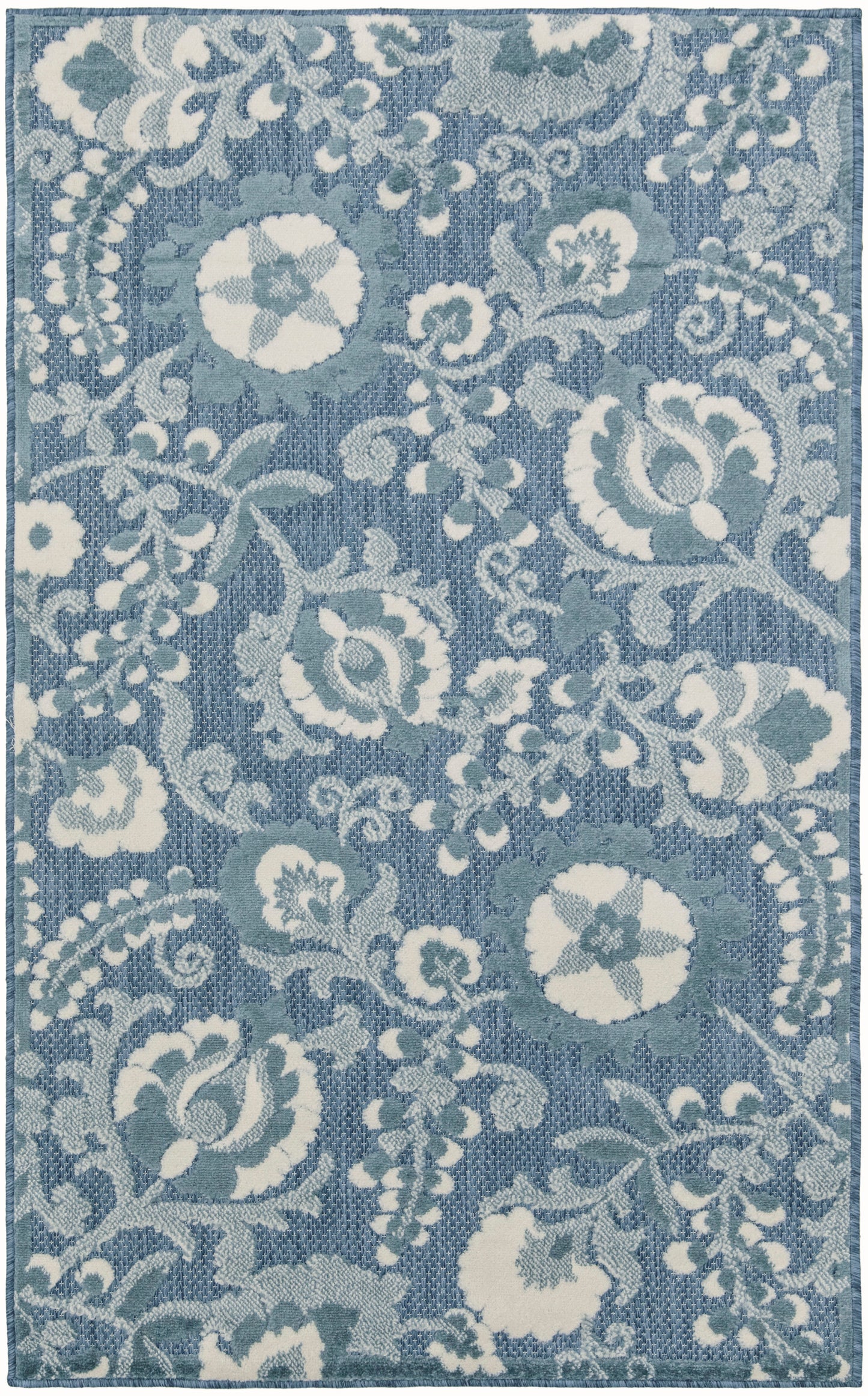 Nourison Aloha 2'8" x 4' Blue Farmhouse Rug