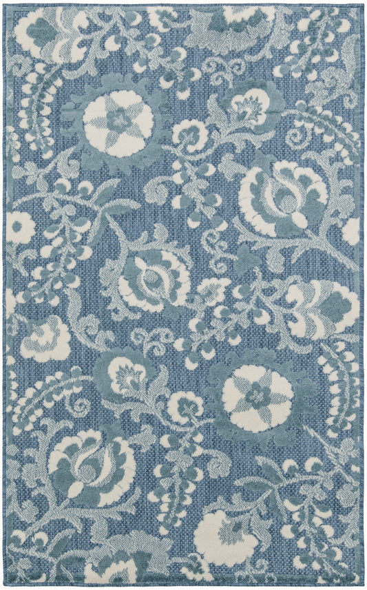 Nourison Aloha 2'8" x 4' Blue Farmhouse Rug