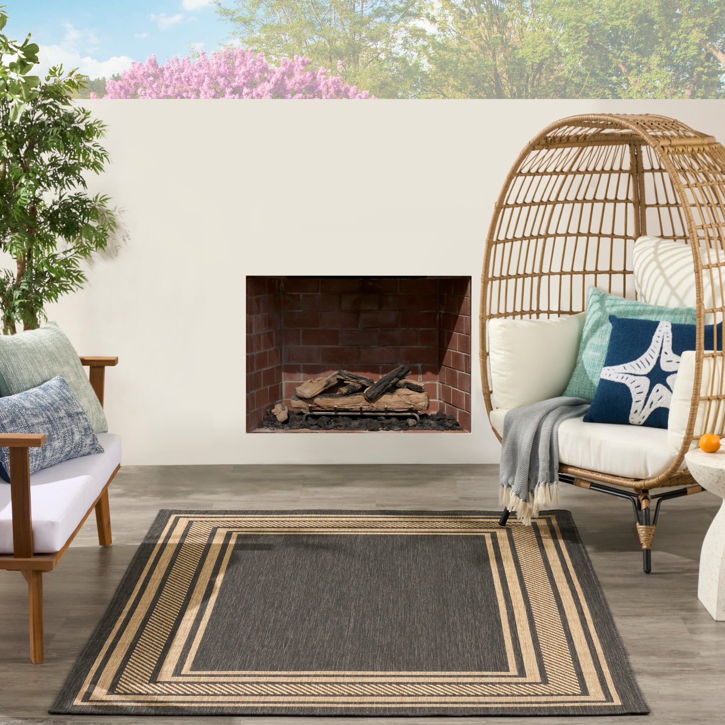 Nourison Horizon Indoor/Outdoor 6' x 9' Charcoal Modern Rug
