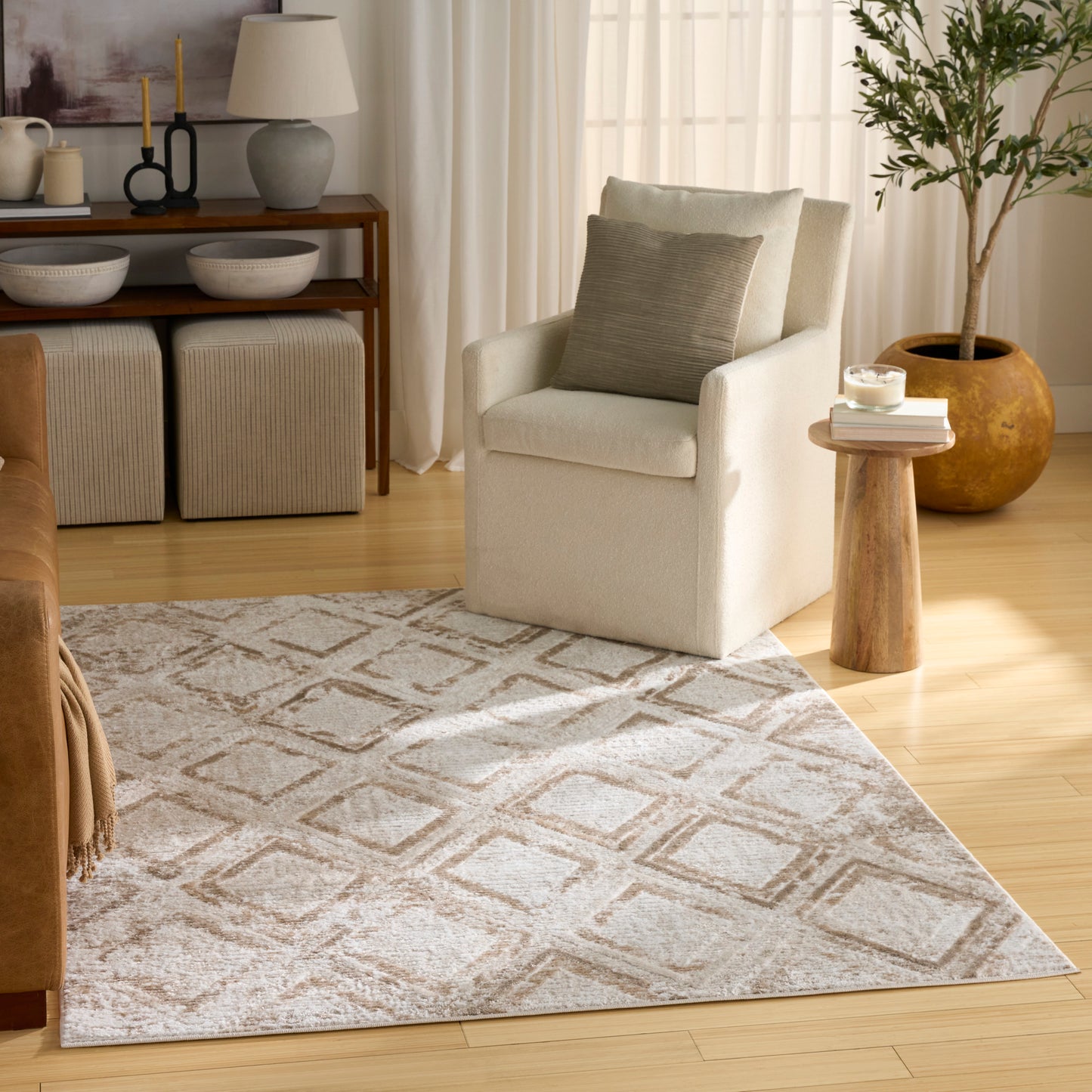 Nourison Dekor 4' x 6' Ivory Taupe Modern Indoor Rug