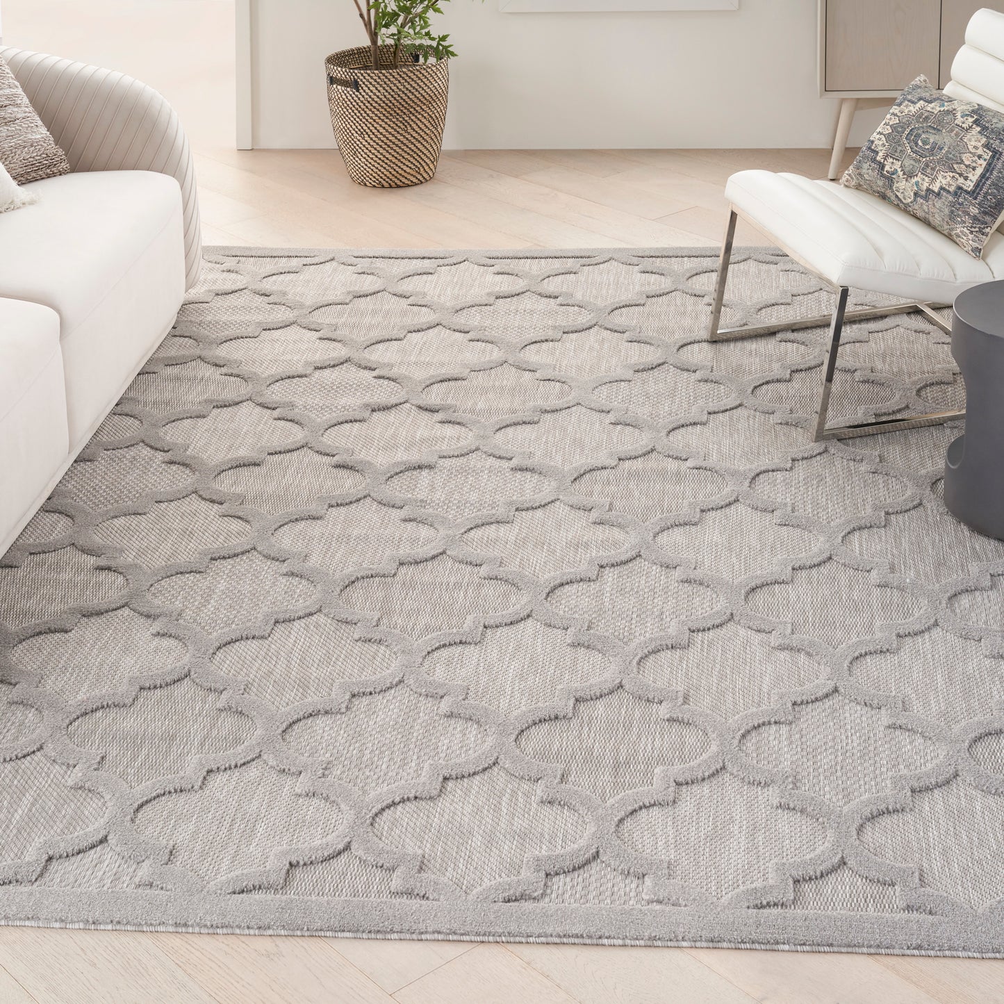 Nourison Easy Care 9' x 12' Silver Grey Modern Rug