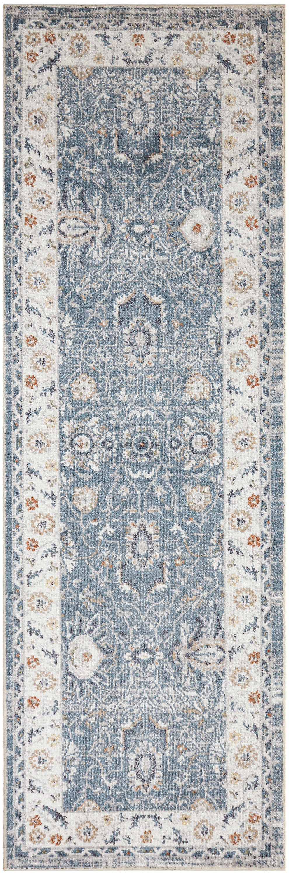 Nourison Astra Machine Washable 2' x 6' Blue Vintage Indoor Rug