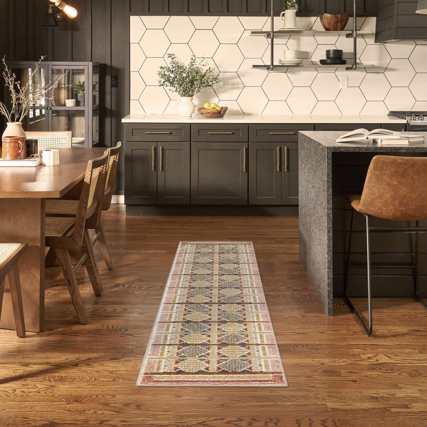 Nourison Nordic 2' x 6' Rust Multicolor Modern Indoor Rug