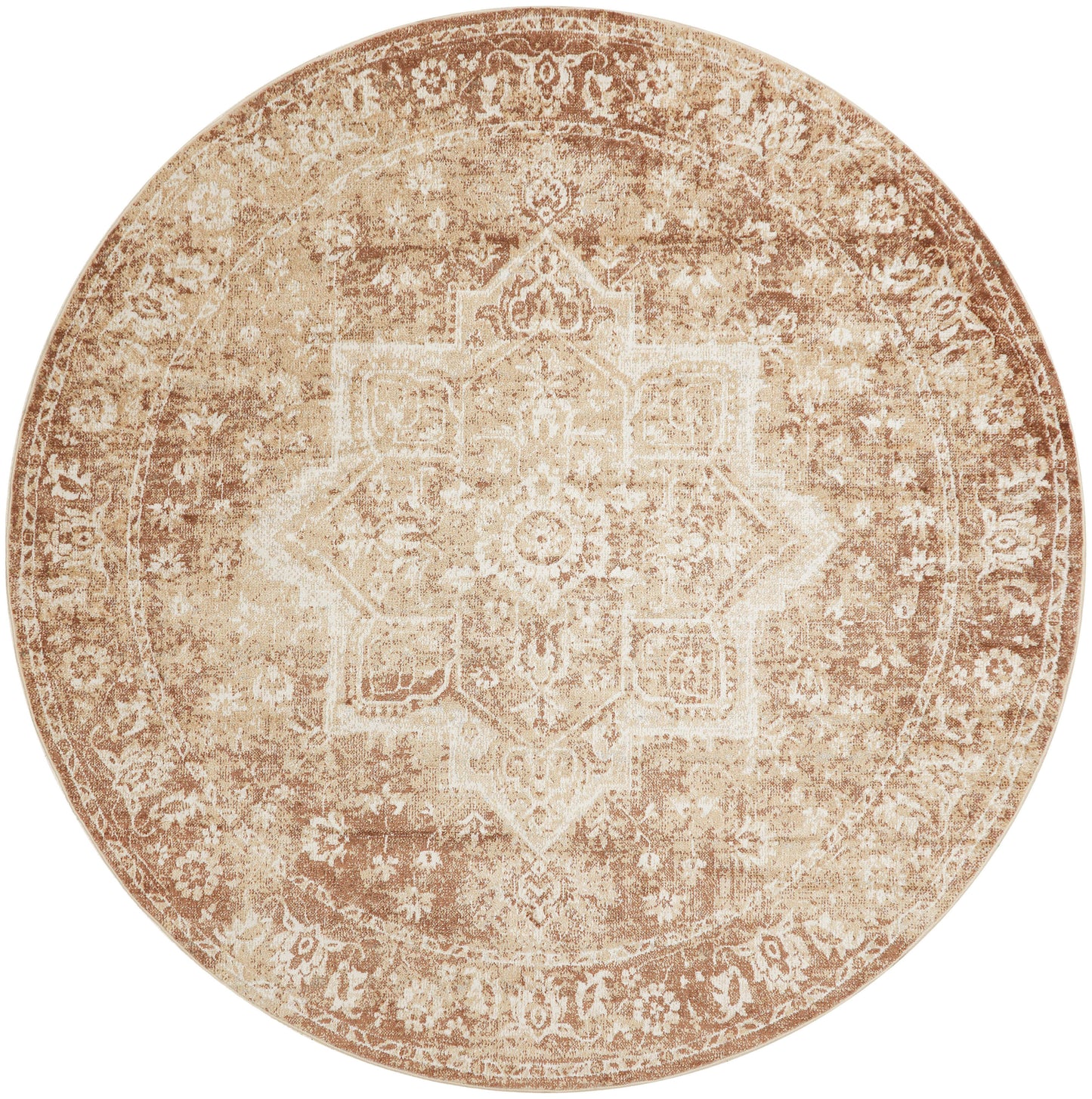 Nourison Astra Machine Washable 7'10" x Round Rust Vintage Indoor Rug