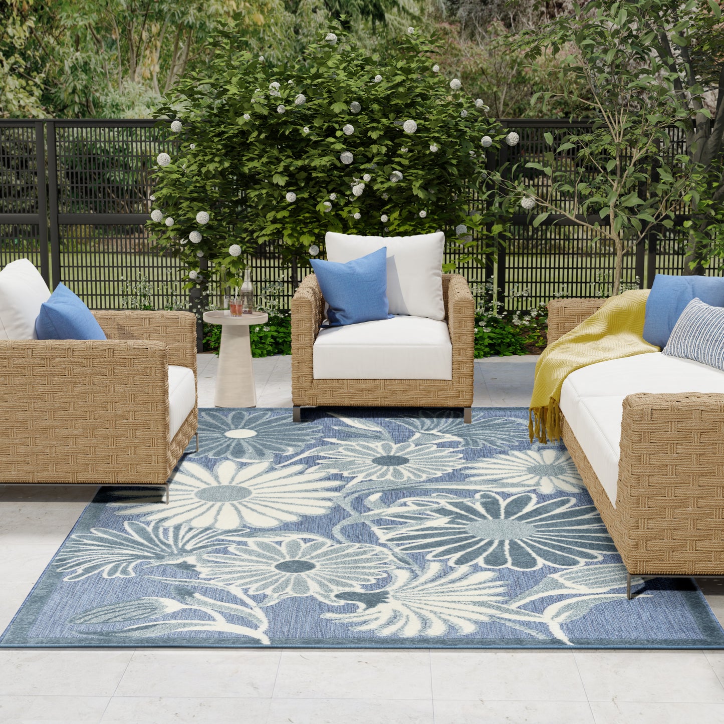 Nourison Aloha 7'10" x 10'6" Blue Outdoor Rug