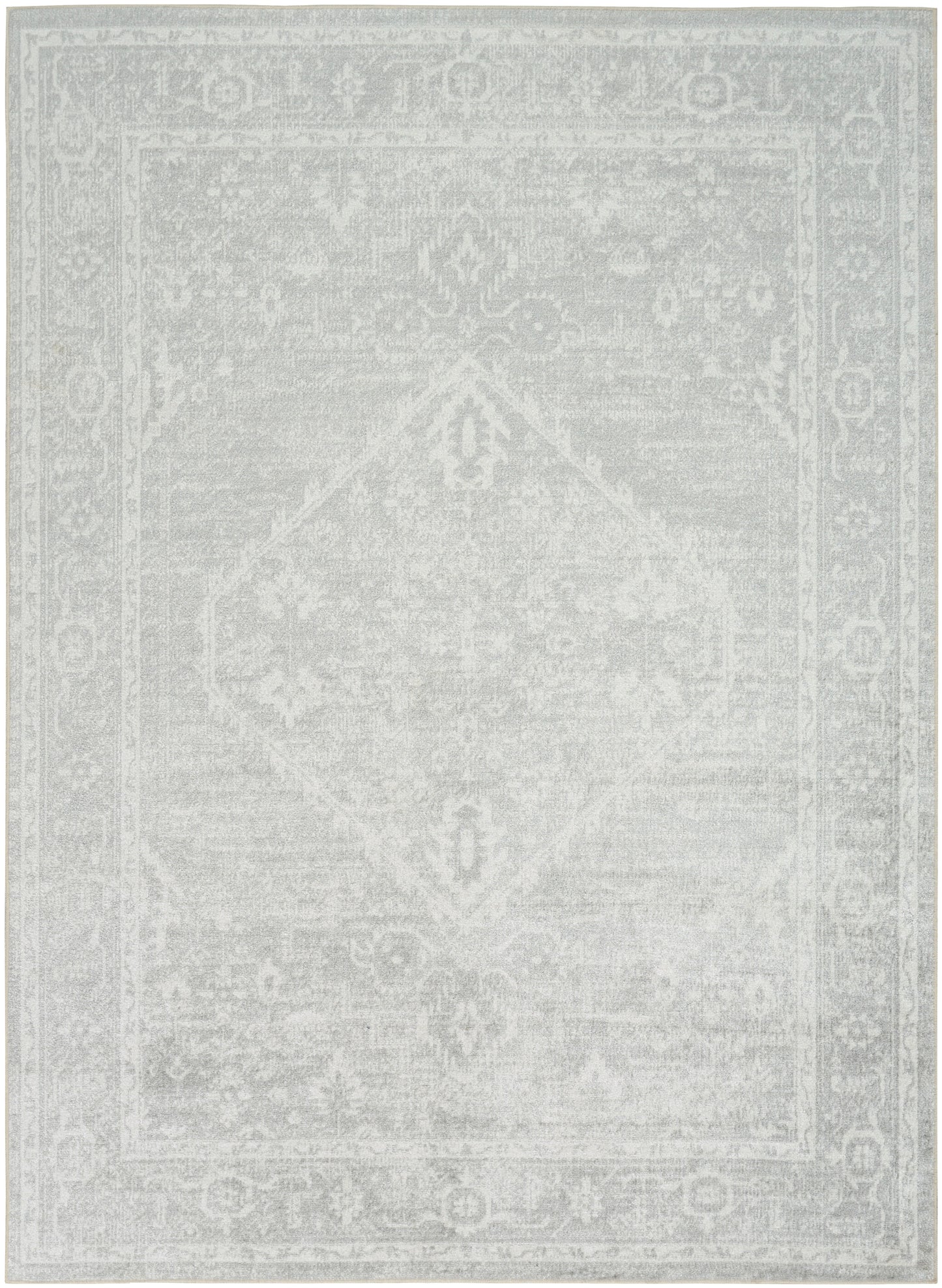 Nourison Astra Machine Washable 6'7" x 9' Light Grey Vintage Indoor Rug