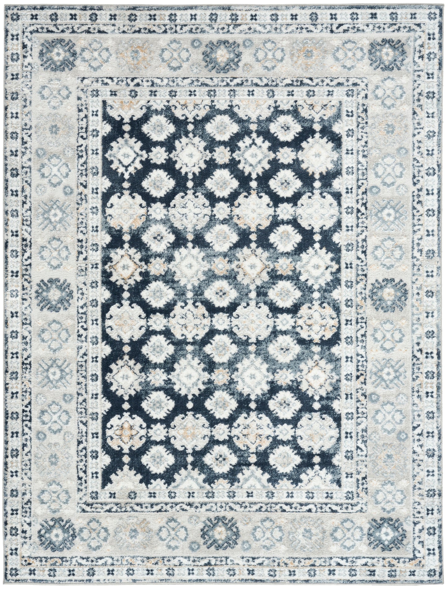 Nourison Dekor 4' x 6' Grey Navy Vintage Indoor Rug