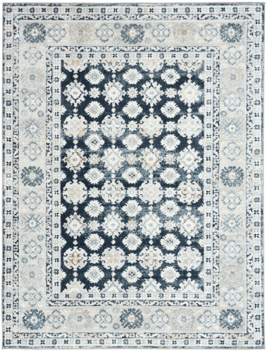 Nourison Dekor 4' x 6' Grey Navy Vintage Indoor Rug