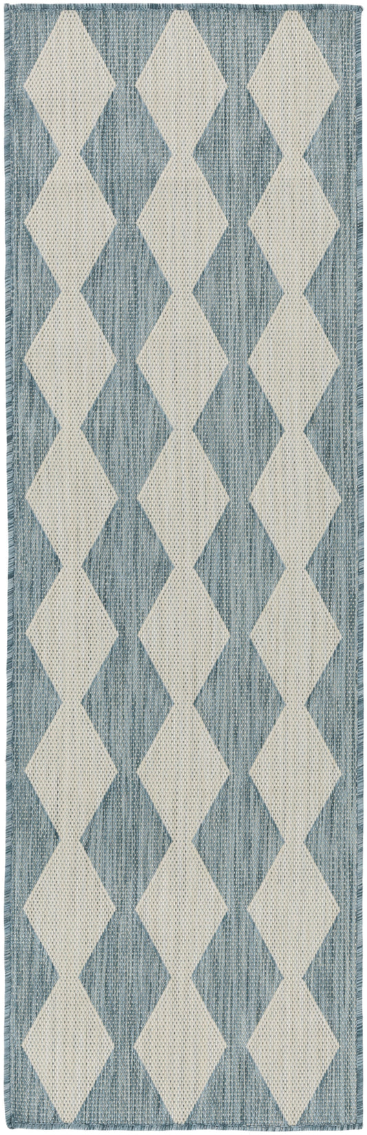 Nourison Positano 2'2" x 8' Aqua Modern Rug