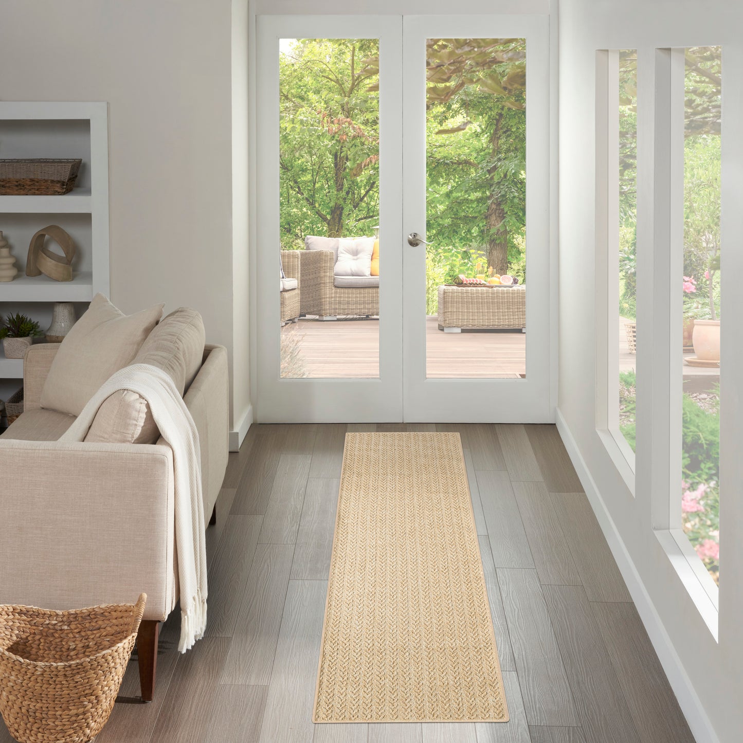 Nourison Tulum 2'2" x 10' Taupe Outdoor Rug