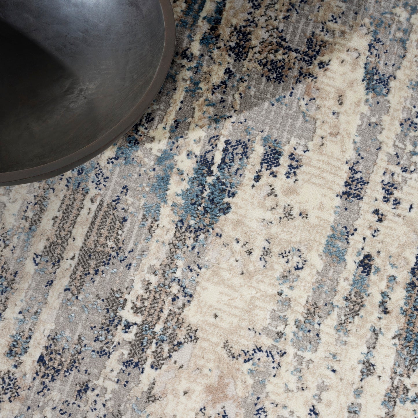 Calvin Klein CK022 Infinity 9' x 12' Ivory Grey Blue Modern Indoor Rug