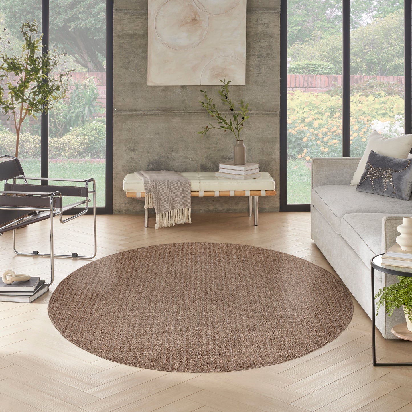 Nourison Tulum 8' x Round Brown Outdoor Rug
