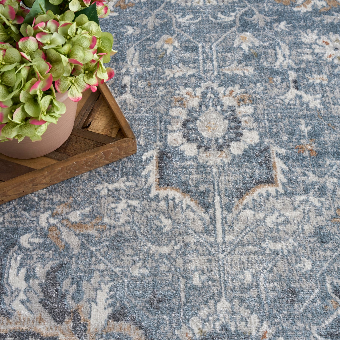 Nourison Astra Machine Washable 7'10" x 10' Blue Vintage Indoor Rug