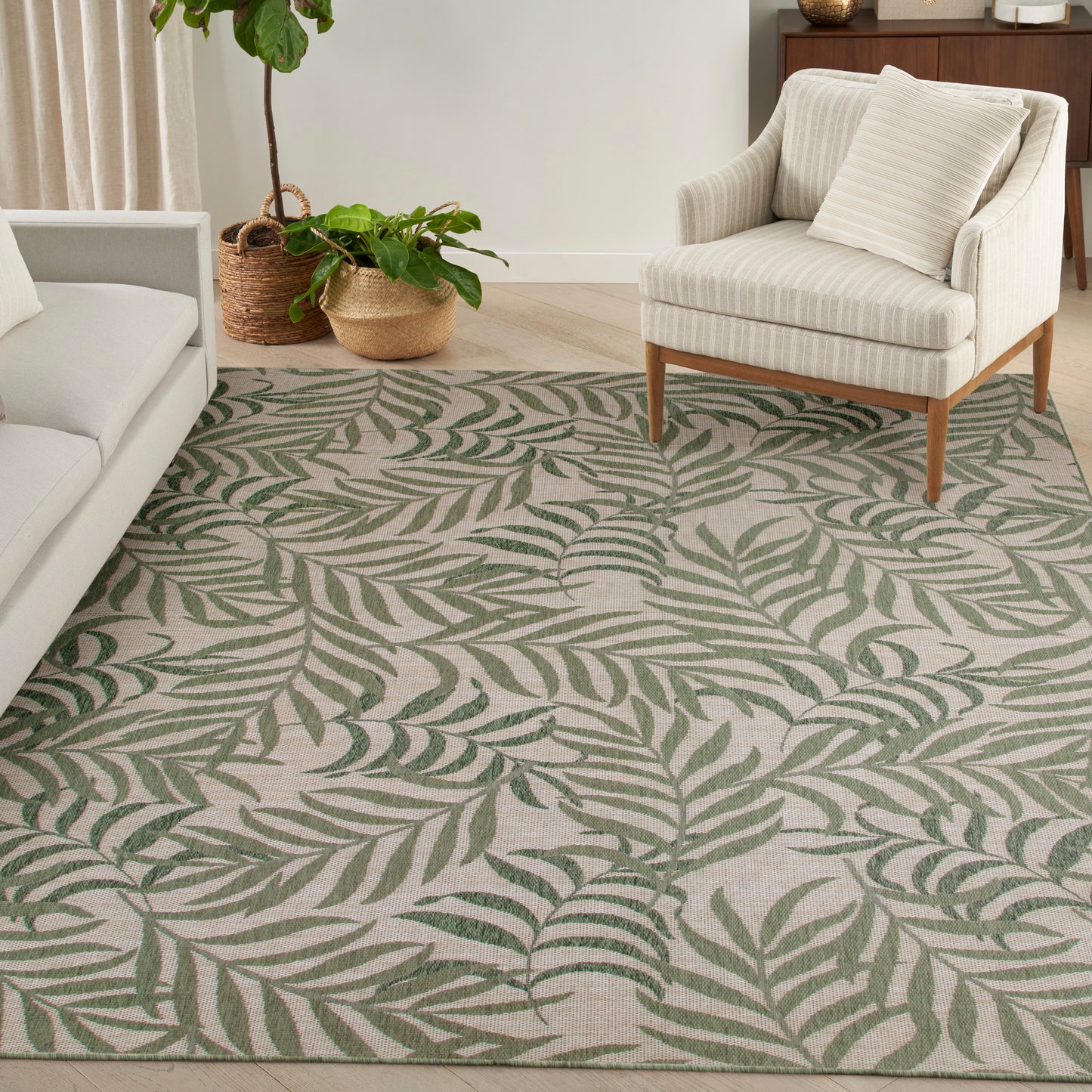 Nourison Garden Oasis 10' x 14' Ivory Green Tropical Rug