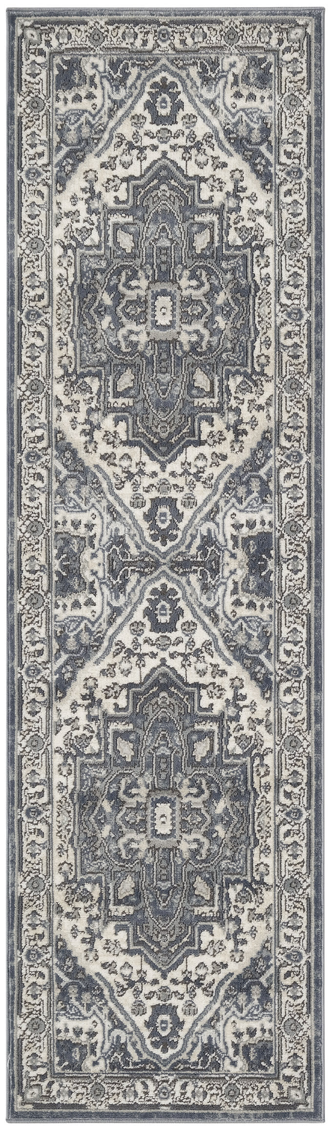 Nourison Quarry 2'2" x 10' Navy Ivory Vintage Indoor Rug
