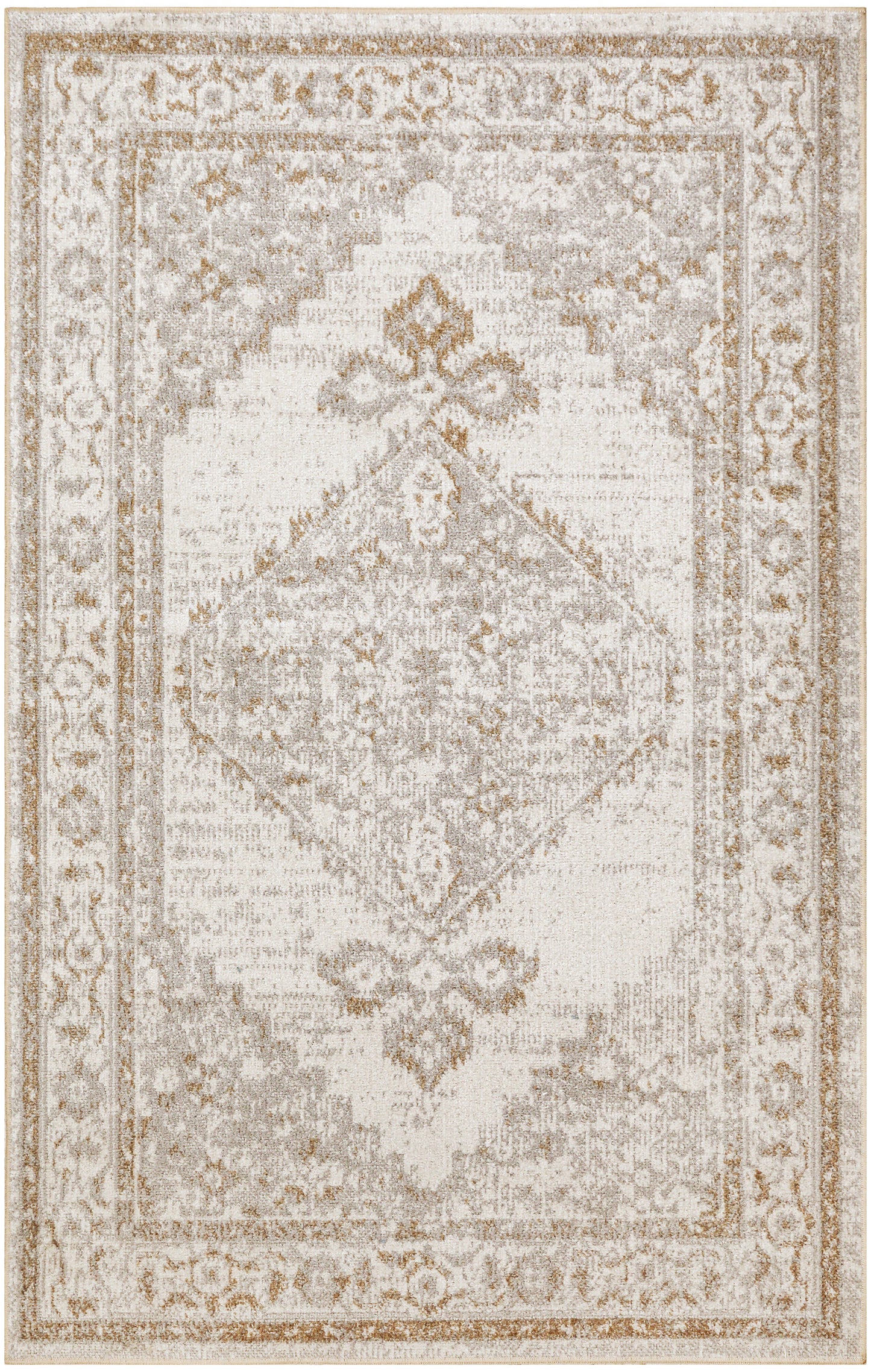 Nourison Astra Machine Washable 3'3" x 5' Grey Vintage Indoor Rug