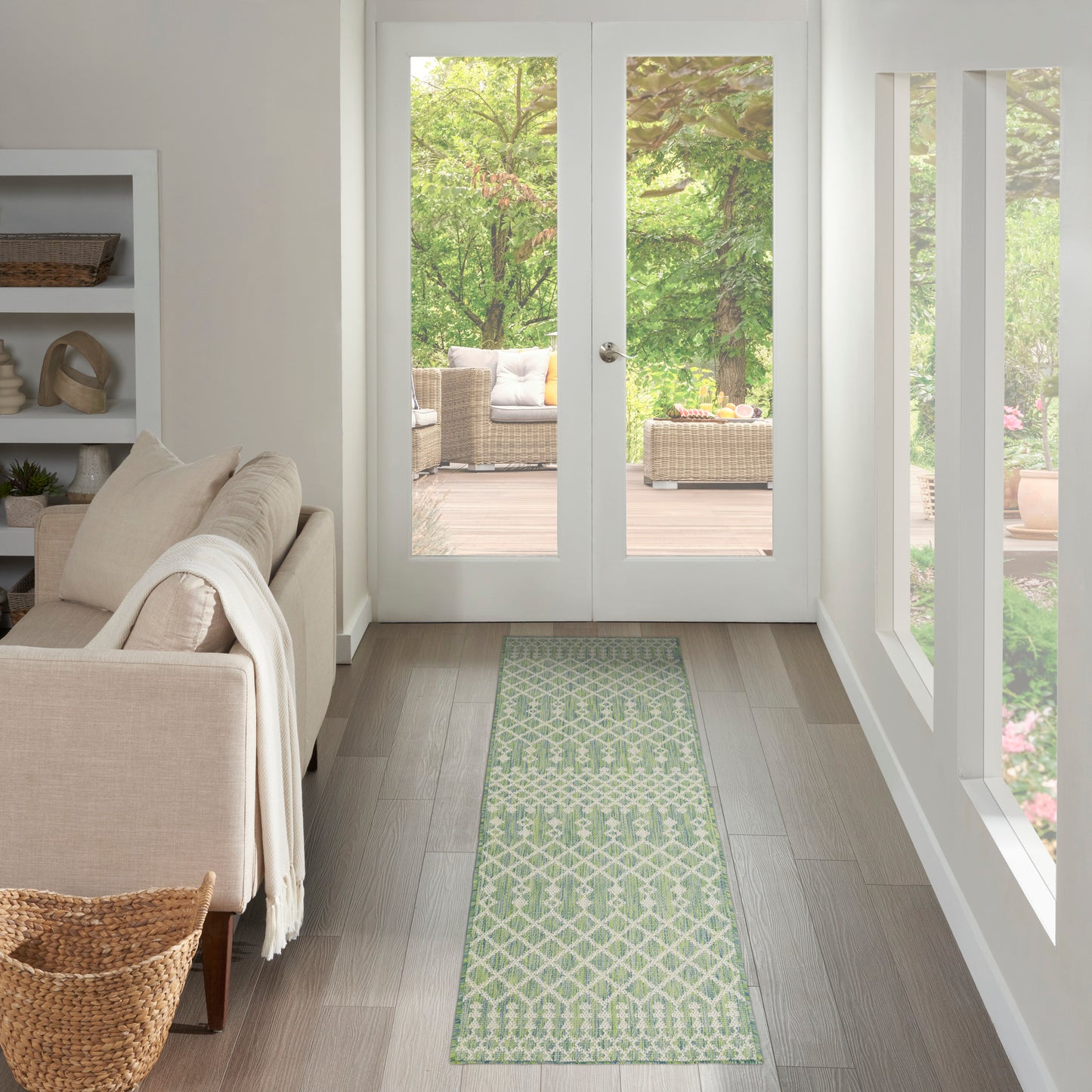 Nourison Positano 2' x 6' Blue Green Modern Rug