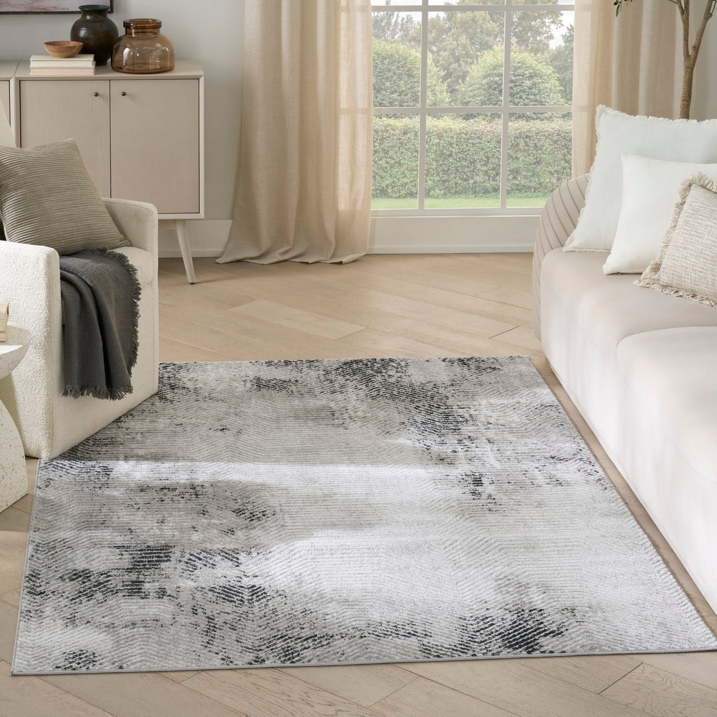 Nourison Dekor 4' x 6' Grey Charcoal Modern Indoor Rug