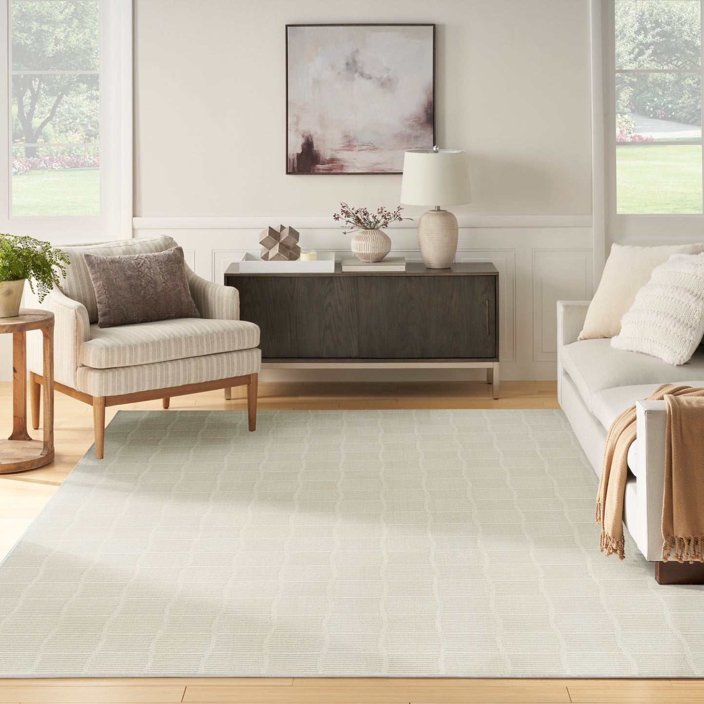 Nourison Eco Cycle 6'6" x 9'2" Ivory Modern Indoor Rug