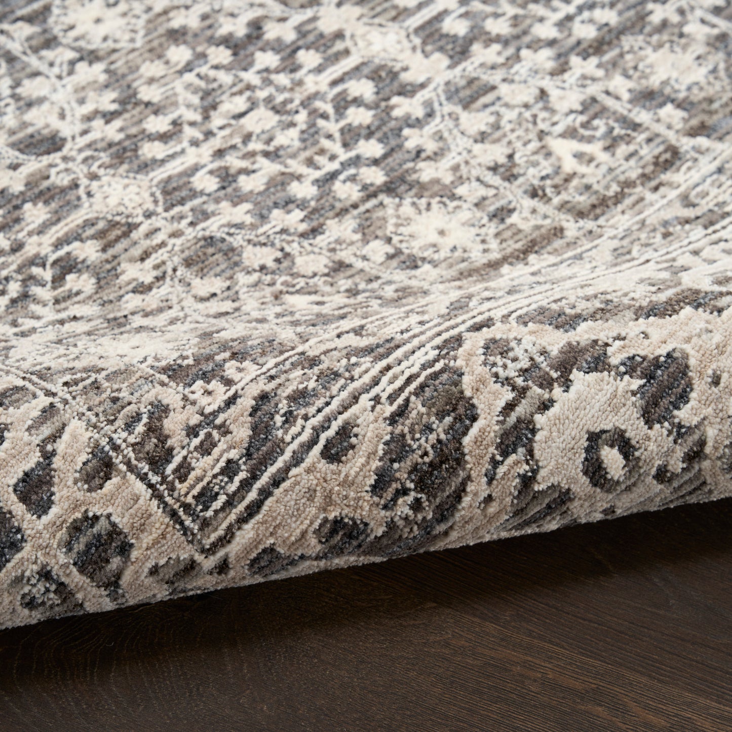 Nourison Shadows 2'2" x 12' Charcoal Ivory Vintage Indoor Rug