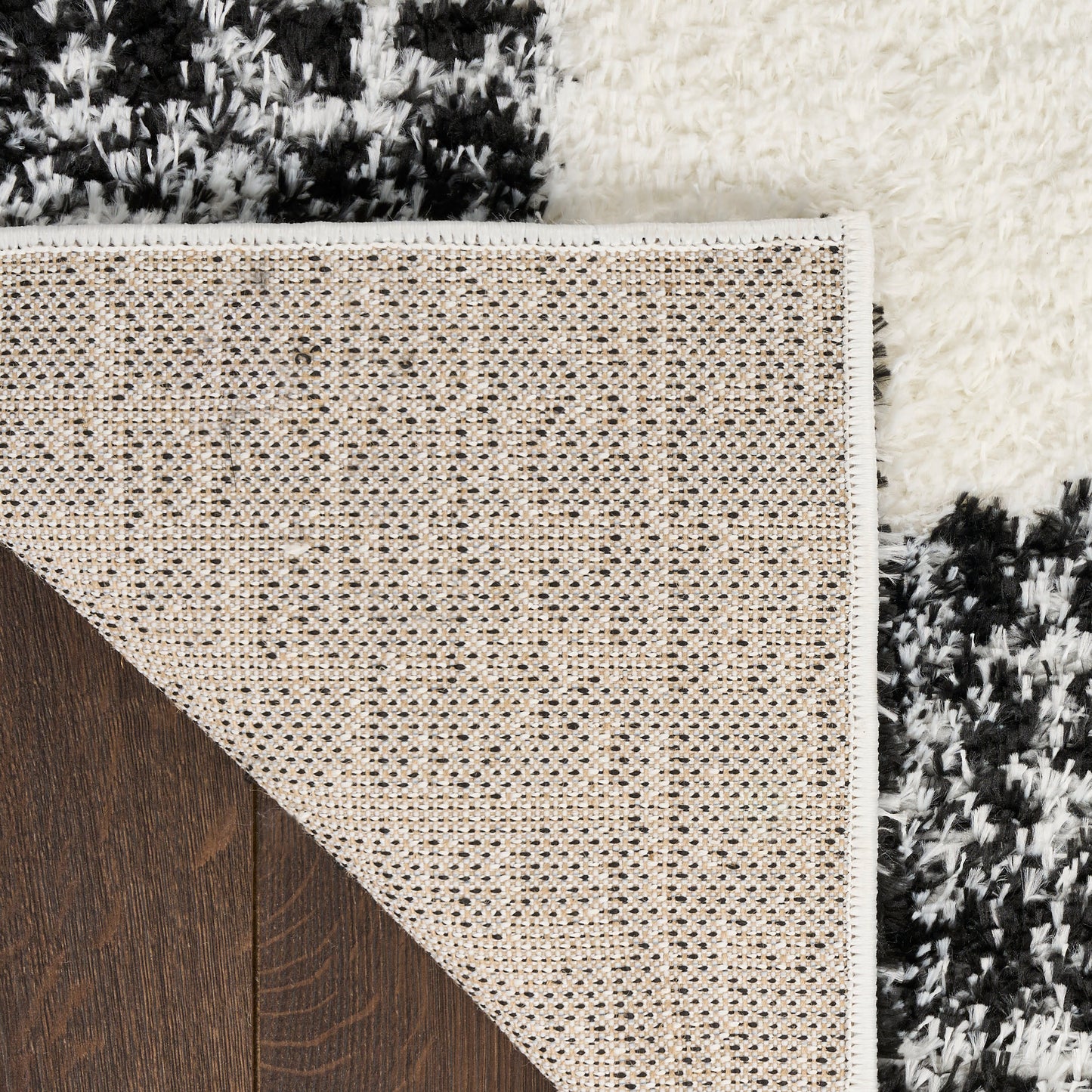 Nourison Pacific Shag 7'10" x 9'10" Ivory Black Shag Indoor Rug